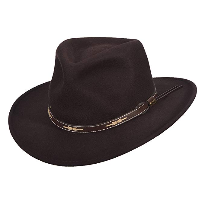 Scala Classico Men's Wool Felt Outback Hat, Chocolate, M