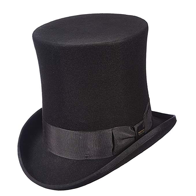Scala Classico Men's Victorian Tall Top Hat, Black, XL