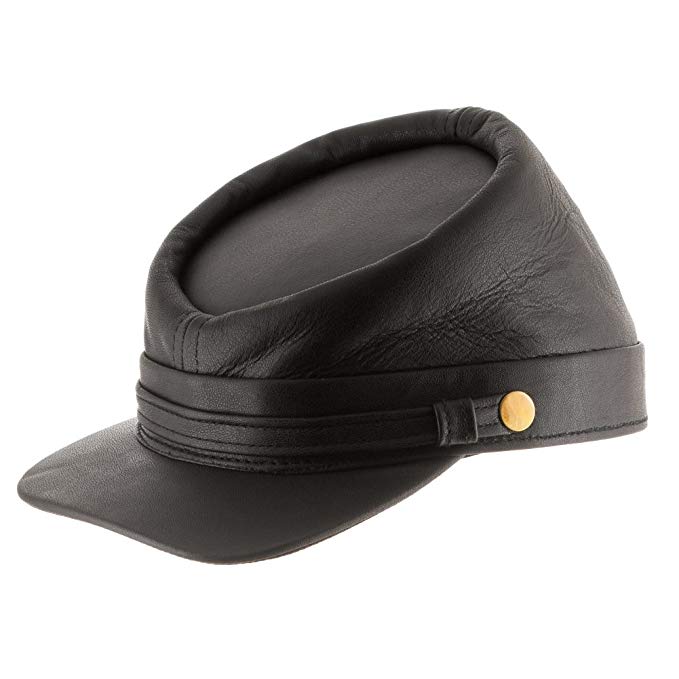 Ultrafino Genuine Leather Civil War Kepi Cap Army Military Soldier Cadet Hat