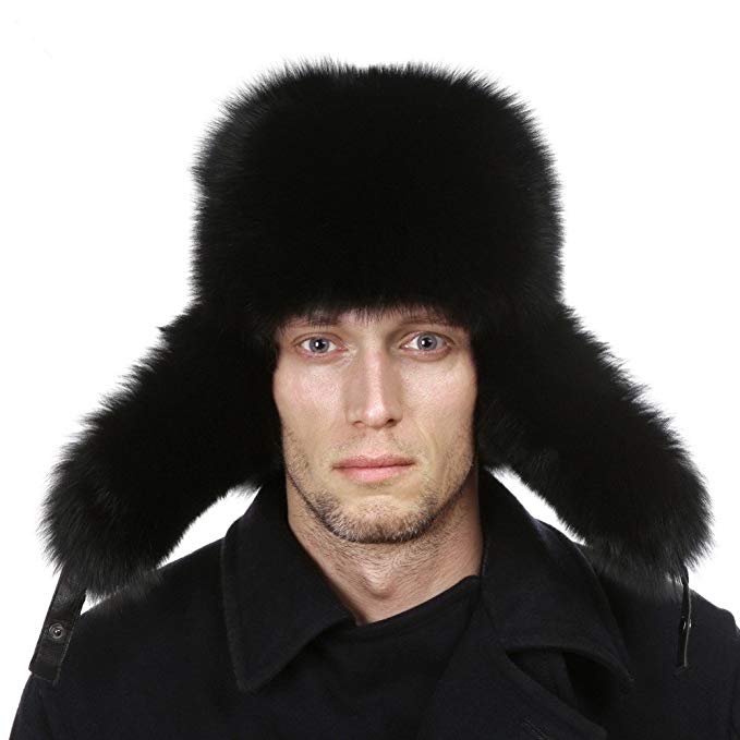VEMOLLA Real Women Men Raccoon Fur Russian Winter Russia Style Hats with Real Leather Tops