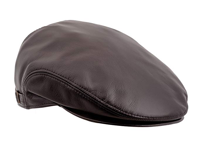 Sterkowski Genuine Leather Ivy League Classic Flat Cap with Earflap