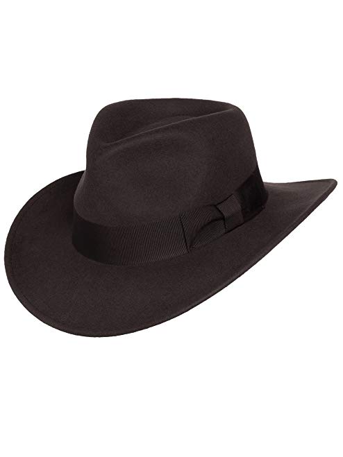 Men’s Indiana Outback Fedora Hat |Crushable Wool Felt by Silver Canyon