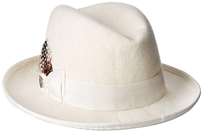 STACY ADAMS Men's Homburg Wool Felt Hat w/Contrast Grograin Band