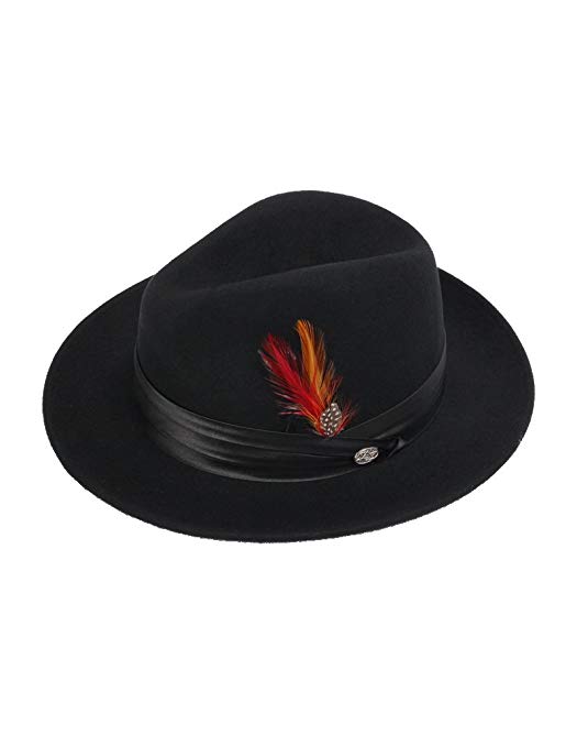 New Mens 100% Wool Black Untouchable Style Fedora Homburg Hat