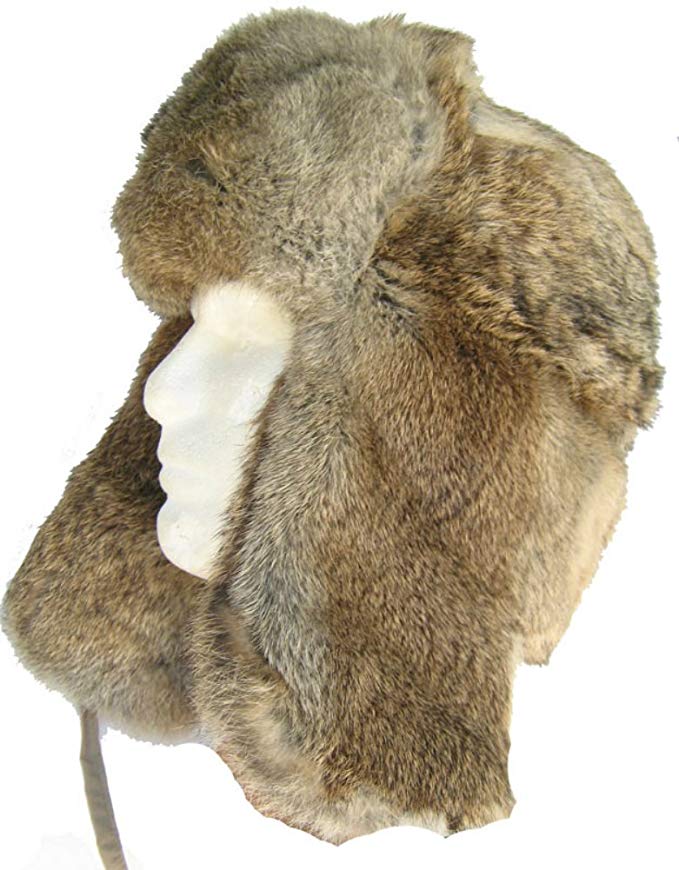 Klondike Sterling Rabbit Fur Trapper Hat Ear Flaps Russian Style Ushanka