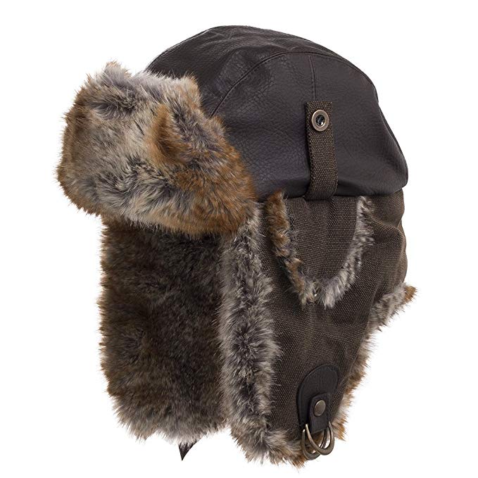 Ultrafino Sitka Unique Trapper Aviator Bomber Hat Extra Soft Faux Fur and Leather