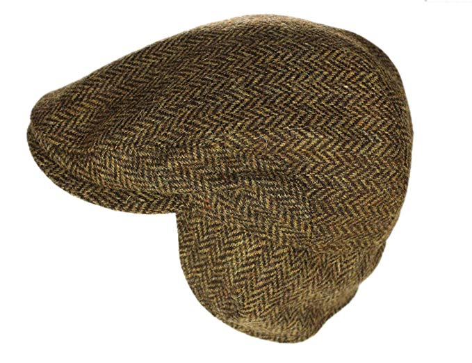 John Hanly Men’s Irish Flat Cap 100% Wool Tweed Ear Flap Made in Ireland