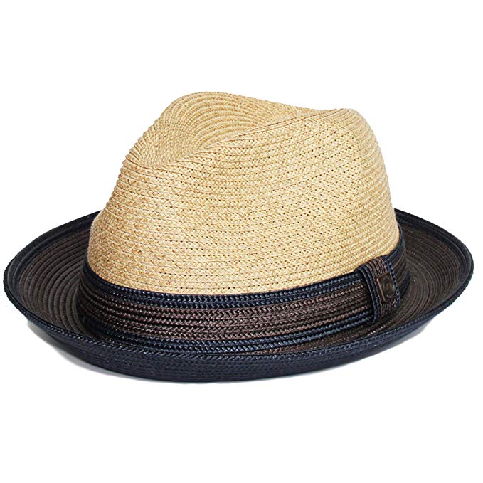 Dasmarca Mens Twotone Summer Straw Fedora Hat - Benson