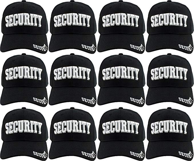 Security Hat Adjustable Baseball Cap - 12 Pack