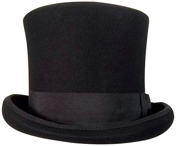 Adult Black Wool Tall Gentlemens Top Hat Victorian Dickens Slash Costume Caroler