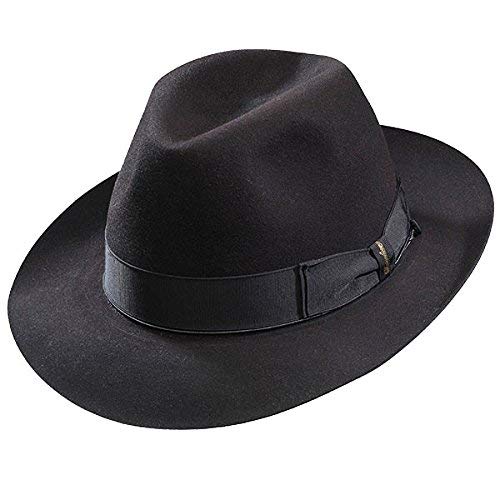 Borsalino Beaver Fur Felt Hat - Black Medium Brim