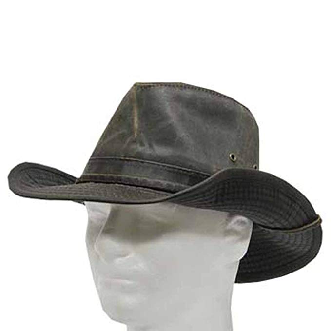 Ultrafino Indy Weathered Cotton Shapable Outback Hat with Chin Cord