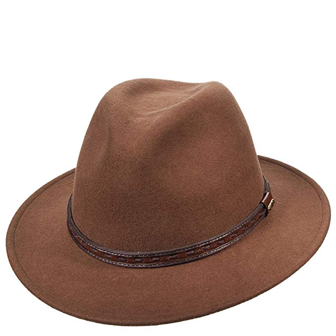 Scala Classico Men's Crushable Felt Safari Hat L, Pecan