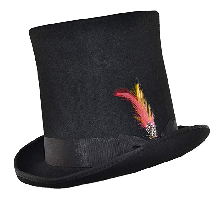 Express Hats Stove Pipe, Lincoln, Victorian, Steam Punk Wool Felt Tall Top Hat