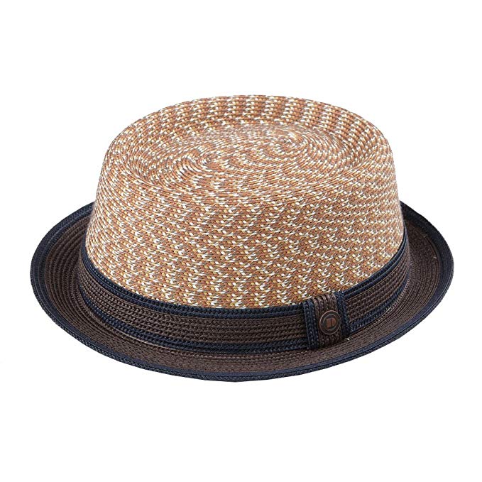 Dasmarca Mens Crushable & Packable Multi-Color Porkpie Summer Straw Hat - Bill