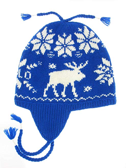 Polo Ralph Lauren Men's Wool Moose Print Tassle Cap [Blue White]