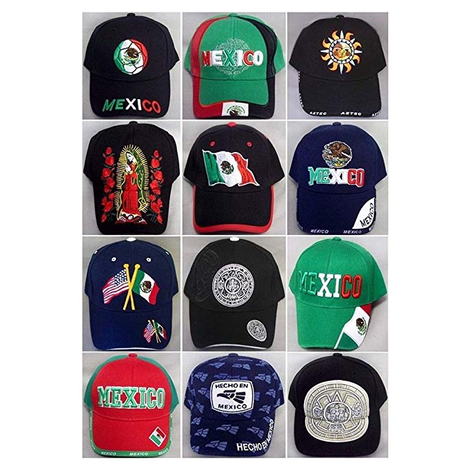 Mexico Embroidered Baseball Caps Hats - Assorted Styles 12 Pc Lot (AGCAPMX)