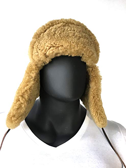 Russian Style Sheepskin Shearling Warm Winter Aviator Hat Many Colors