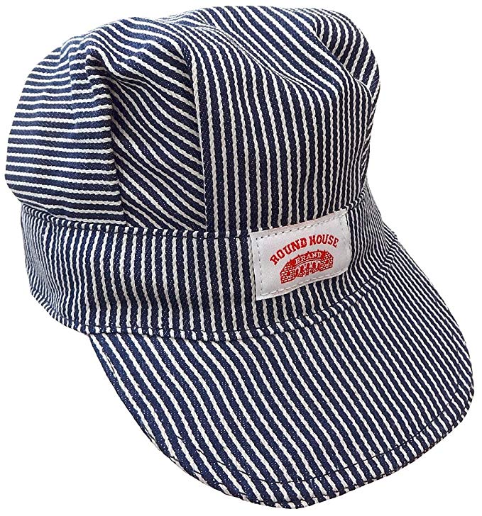 Round House Train Conductor Hickory Striped Engineer Hat - Adult - Made in USA