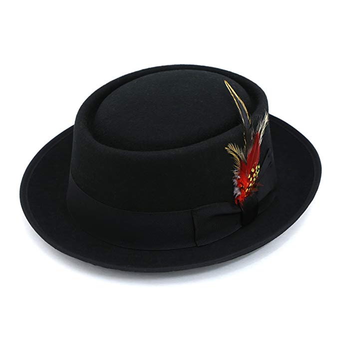 Ferrecci Premium Black Wool PORK PIE HAT -Walter White Heisenberg Breaking Bad