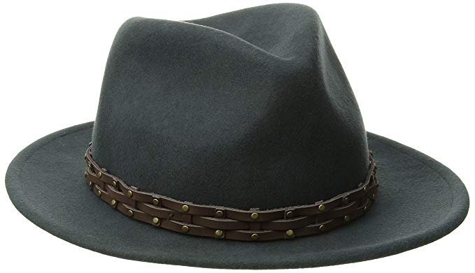 San Diego Hat Co. Men's Fedora Hat with Brown Leather Trim