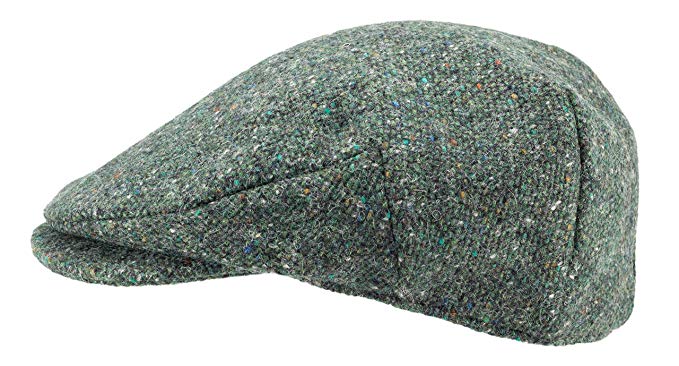 Hanna Hats of Donegal.Irish Flat Cap.Donegal Tweed.Green Salt and Pepper