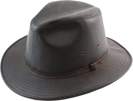 Henschel Hats SAFARI Smooth Garment LEATHER Lined Fedora Hat Black