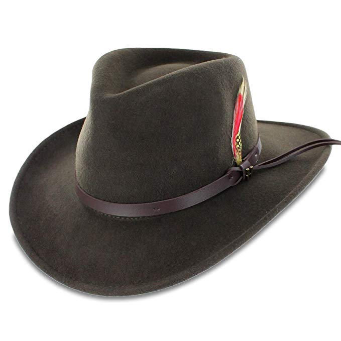 Belfry Expedition Men’s 100 Percent Wool Felt Outback Safari Hat in Black Olive