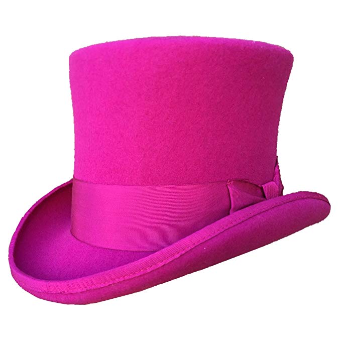 Rose Pink Wool Felt Top Hat Steampunk Women Men Wedding Gentlemen Topper Hats 7