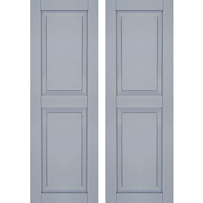 Ekena Millwork CWR12X040UNC Exterior Composite Wood Raised Panel Shutters with Installation Brackets (Per Pair), Unfinished, 12