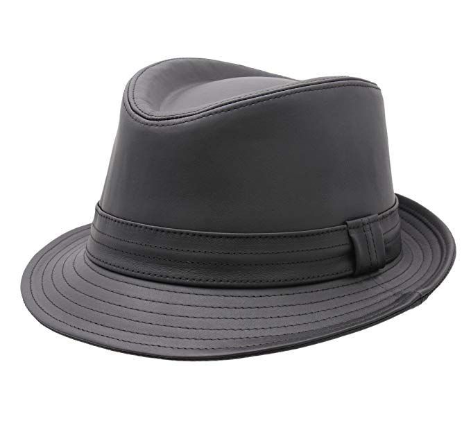 Classic Italy Men's Trilby Cuir Leather Trilby Hat