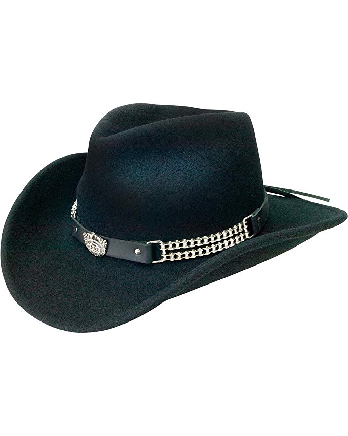 Jack Daniels Chain Link Shapeable Soft Wool Cowboy Hat - Black JD03-105 (M)
