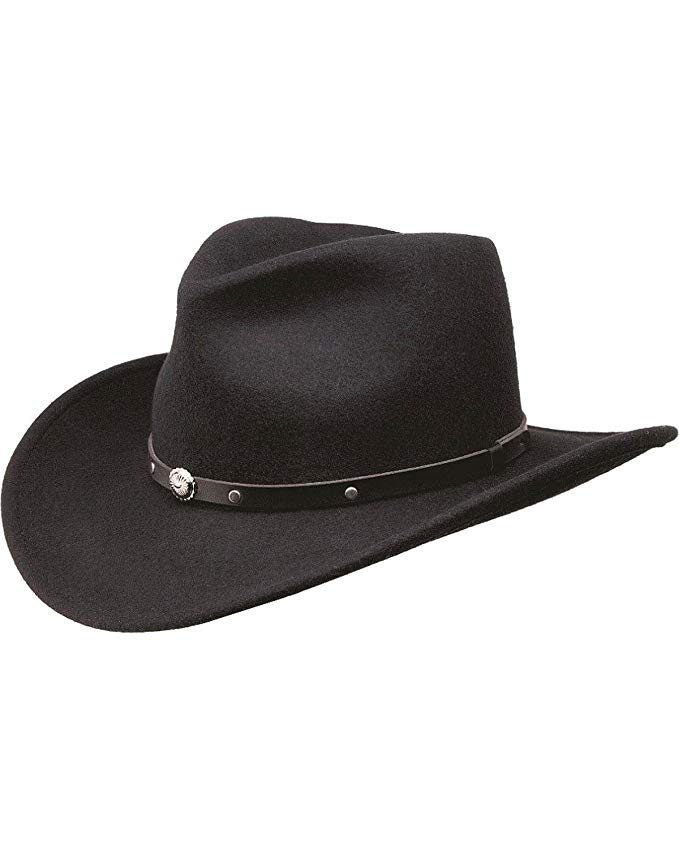 Black Creek 100% Crushable Wool Black Cowboy Hat with Stud Detail. BC2012