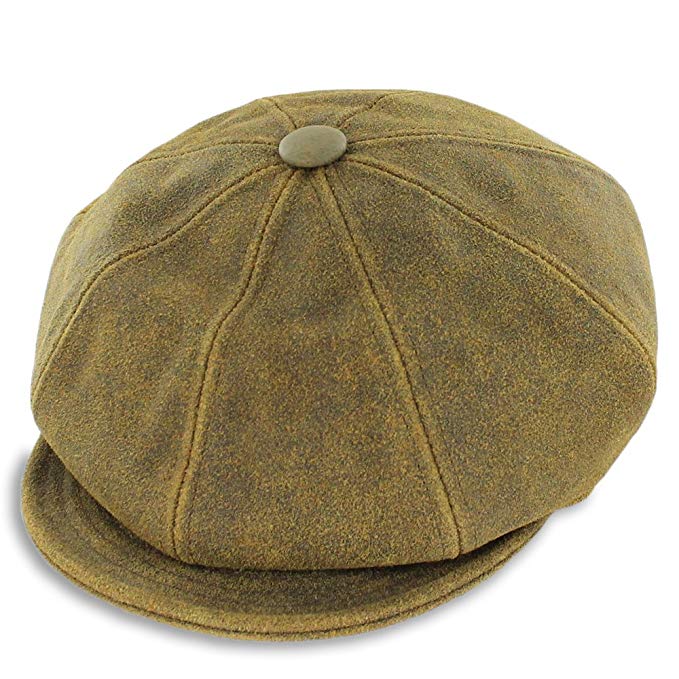 Belfry Gatsby - Leather Newsboy Cap (Large, Brown)