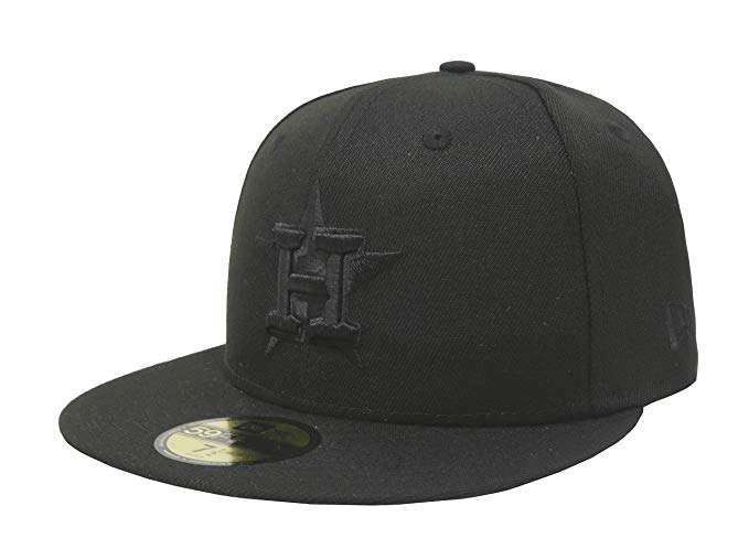 New Era 59Fifty Hat MLB Houston Astros Black On Black Fitted Cap 11591155