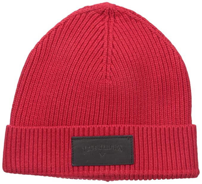 True Religion Men's Ribbed Knit Watchcap with Patch