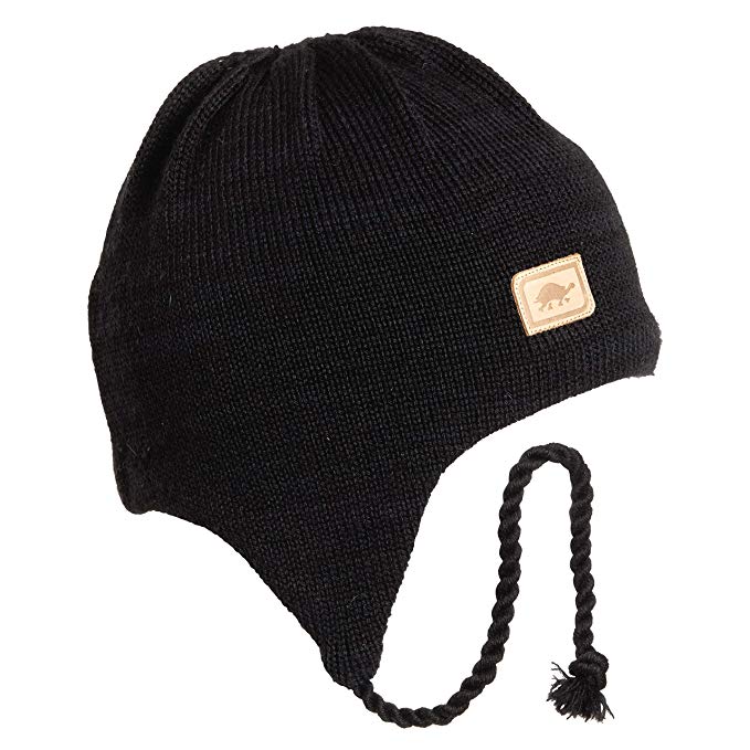 Turtle Fur Men's Solid Classic Wool Ski Hat Earflap, Black, XL