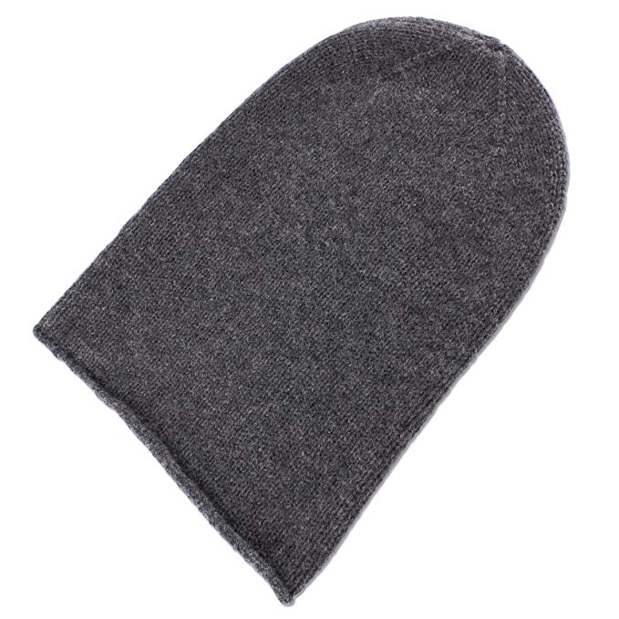 Love Cashmere Mens 100% Cashmere Beanie Hat - Dark Gray - Hand Made in ...